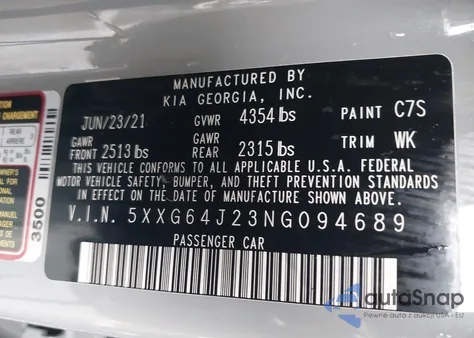 2022 Kia K5 Gt-Line from USA, damaged, VIN 5XXG64J23NG094689